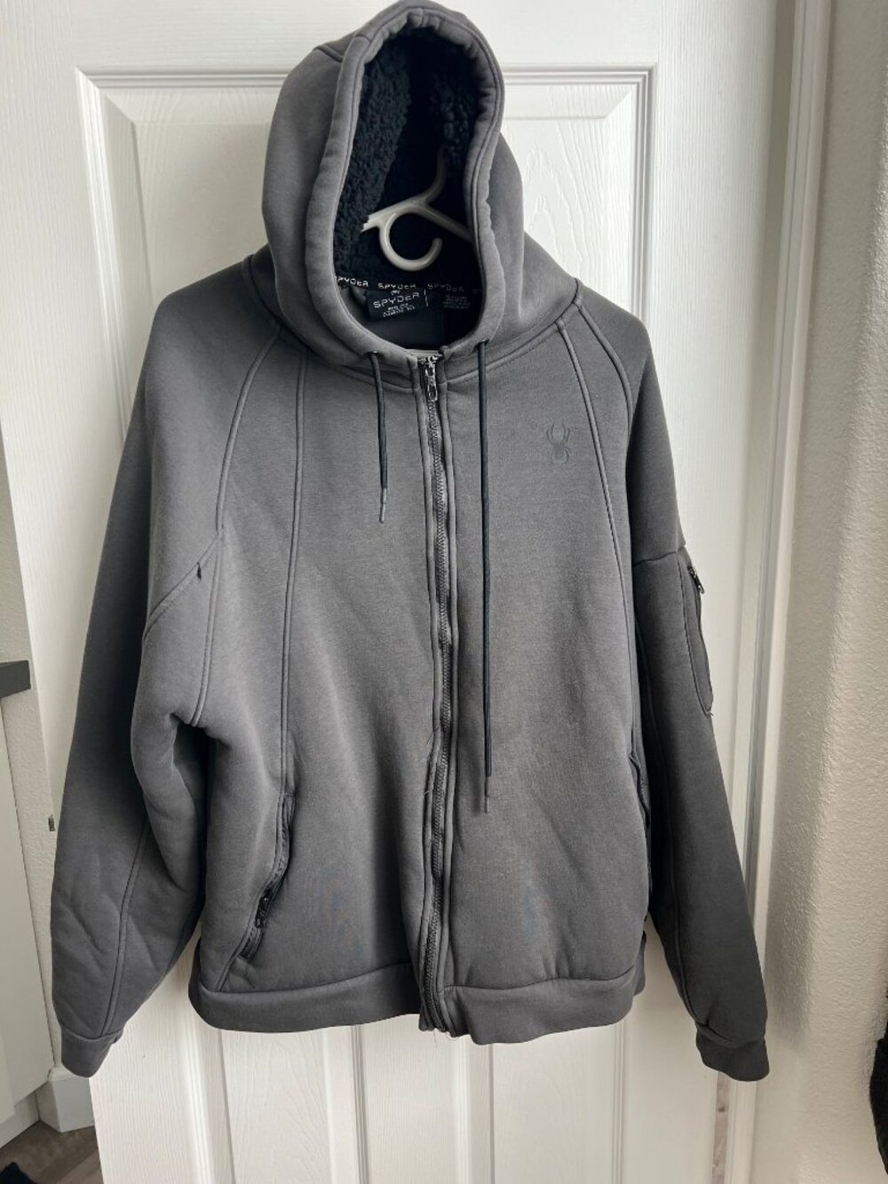 Spyder Mens Sherpa Fur Lined Zip Up Hoodie